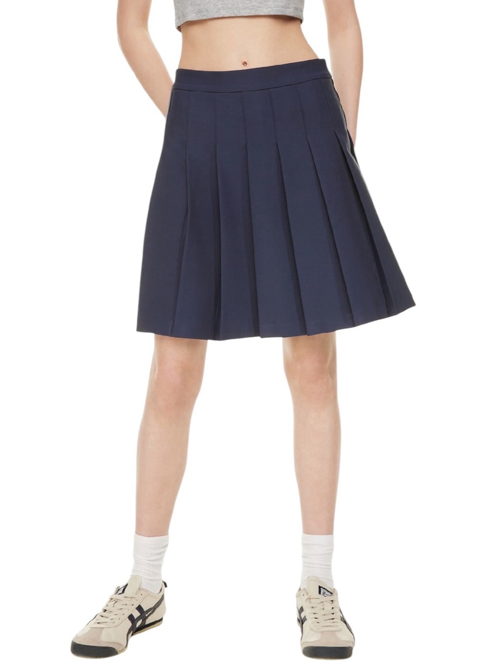 Sunday Best Olive Knee Pleated Skirt in navy blue size 6 excellent condition
